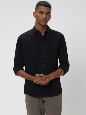 MUFTI Men Solid Casual Dark Blue Shirt