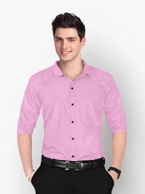 GIE Men Solid Formal Pink Shirt