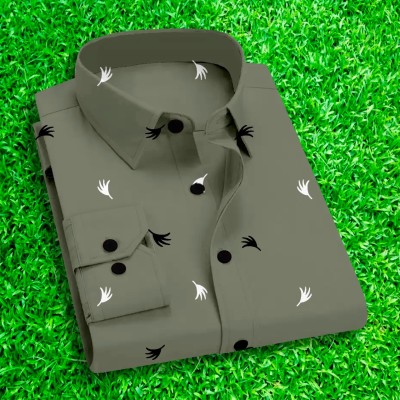 Yaara fashion Men Printed Casual Green Shirt