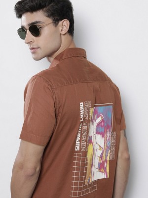 The Indian Garage Co. Men Solid Casual Brown Shirt