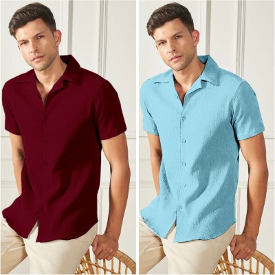 indicare Men Solid Casual Multicolor Shirt(Pack of 2)