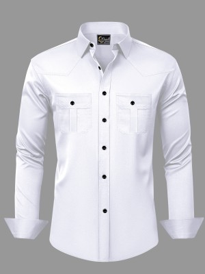 Khushi Creation Men Solid Casual White Shirt