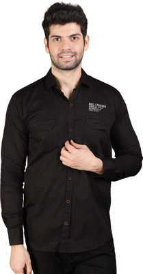 Lyphy Enterprise Men Solid Casual Black Shirt