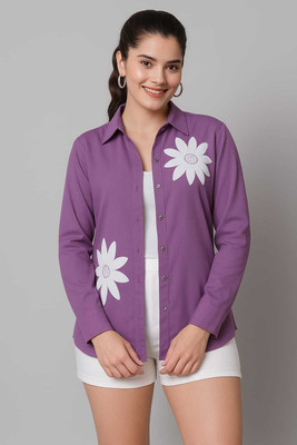 NEHA FASHIONNN Women Embroidered Casual Purple Shirt