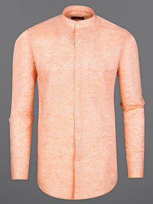 french crown Men Solid Casual Orange Shirt