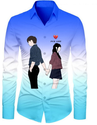 VMENTERPRISE Men Printed Casual Light Blue Shirt