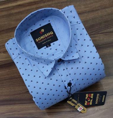 SONISHQ Men Printed Casual Blue Shirt