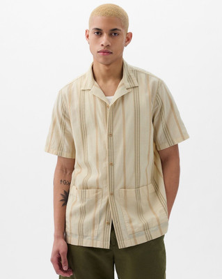 GAP Men Striped Casual Beige Shirt