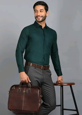 rajtraders Men Solid Party Green Shirt