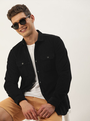 Mast & Harbour Men Solid Casual Black Shirt