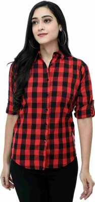 Mermaids Women Checkered Casual Black, Red, Grey Shirt