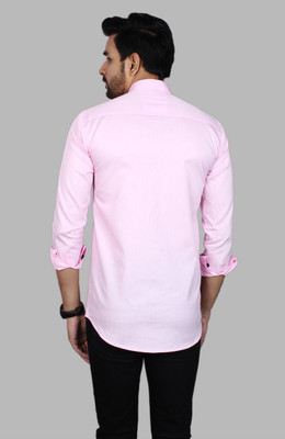 Kalawatia fashion Men Solid Casual Pink Shirt