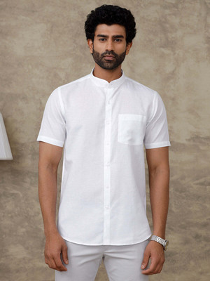 Famuzz Men Solid Casual White Shirt