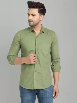 Eritin Men Solid Formal Green Shirt