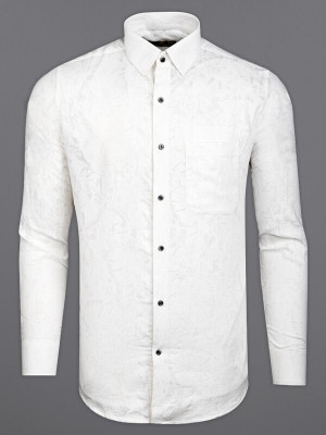 HOC Men Solid Casual White Shirt