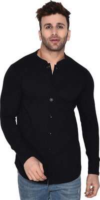 Lawful Casual Men Solid Casual Black Shirt