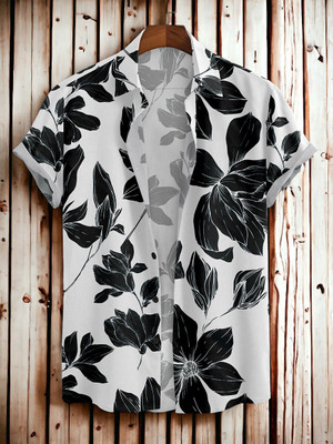 DHAMELIYA ENTERPRISE Men Floral Print Casual Black, White Shirt
