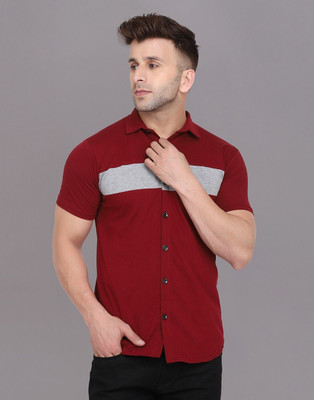 Blisstone Men Self Design Casual Maroon Shirt