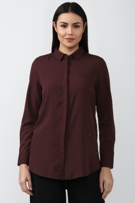 VAN HEUSEN Women Solid Casual Maroon Shirt