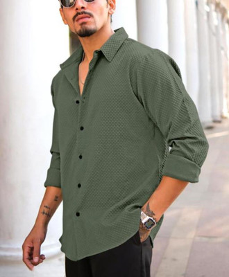 navdurgha Men Self Design Casual White Shirt