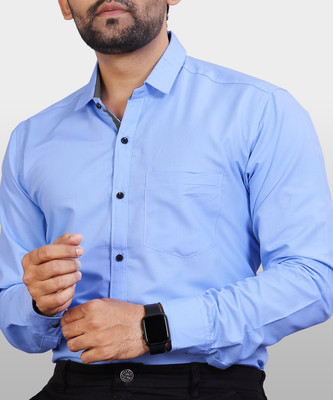 VeBNoR Men Solid Formal Blue Shirt