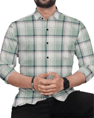 CLOSWIF Men Printed Casual Light Green Shirt