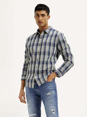 LEVI'S Men Checkered Casual Blue Shirt