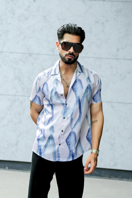 AARVI TRENDYY Men Printed Casual Blue, White Shirt