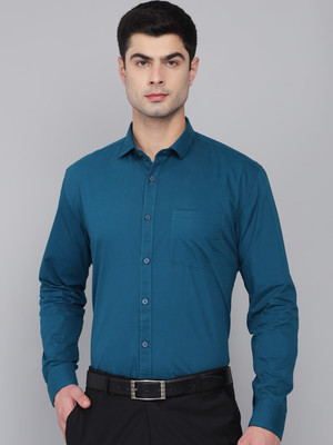 Kibit Men Solid Formal Blue Shirt