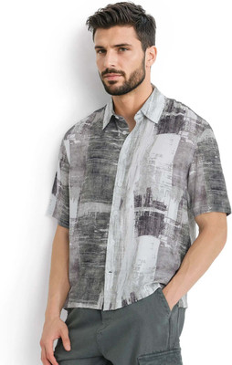 RARE RABBIT Men Printed Casual Grey Shirt