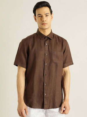 INDIAN TERRAIN Men Solid Casual Brown Shirt