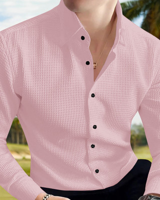 METRONAUT Men Solid Casual Pink Shirt