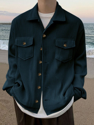 EyeBogler Men Striped Casual Dark Blue Shirt