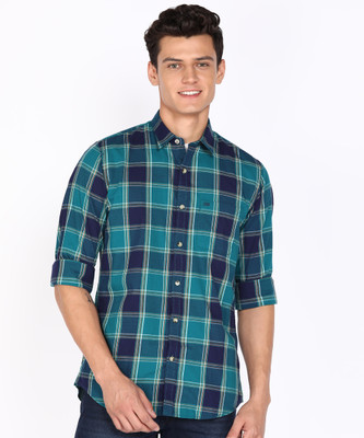 PETER ENGLAND Men Checkered Casual Dark Green Shirt