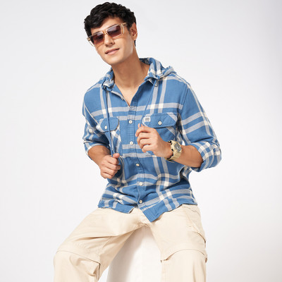 Urban Ranger by Pantaloons Men Checkered Casual Blue Shirt