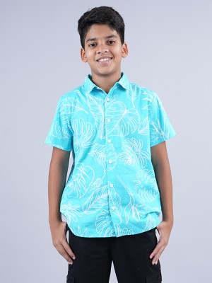 KiddoPanti Boys Printed Casual Blue Shirt