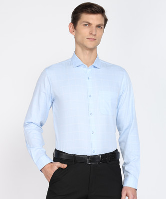 PETER ENGLAND Men Checkered Formal Light Blue Shirt