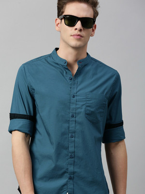 Roadster Men Solid Casual Blue Shirt