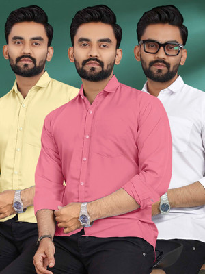 METRONAUT Men Solid Casual Multicolor Shirt(Pack of 3)