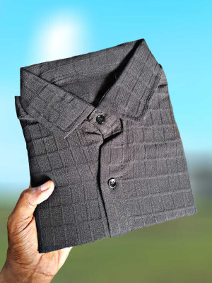 ElanWear Men Self Design Casual Black Shirt