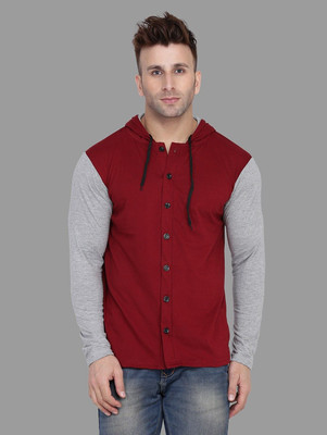 tfurnish Men Solid Casual Maroon, Grey Shirt