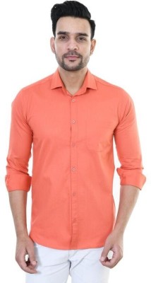 Mayur Creation Men Washed Casual Orange Shirt