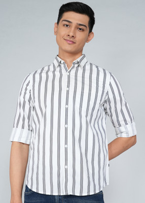 Spykar Men Striped Casual White Shirt