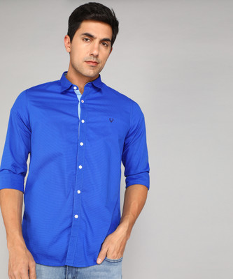 Allen Solly Men Self Design Casual Blue Shirt