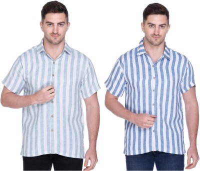 Luxe London Men Striped Casual Multicolor Shirt(Pack of 2)