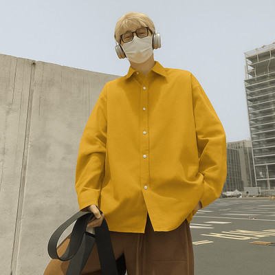 Asta Moda Men Solid Casual Yellow Shirt