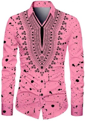 UGAM ENTERPRISE Men Graphic Print Casual Pink Shirt