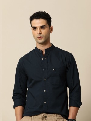 Mr Bowerbird Men Solid Casual Dark Blue Shirt