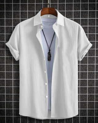 HouseOfCommon Men Solid Casual White Shirt