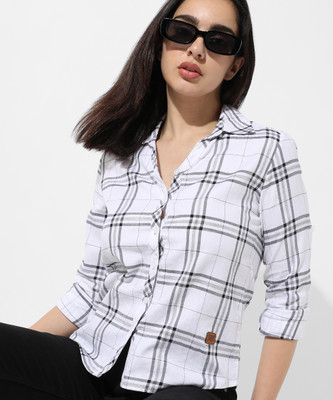 CAMPUS SUTRA Women Checkered Casual White Shirt